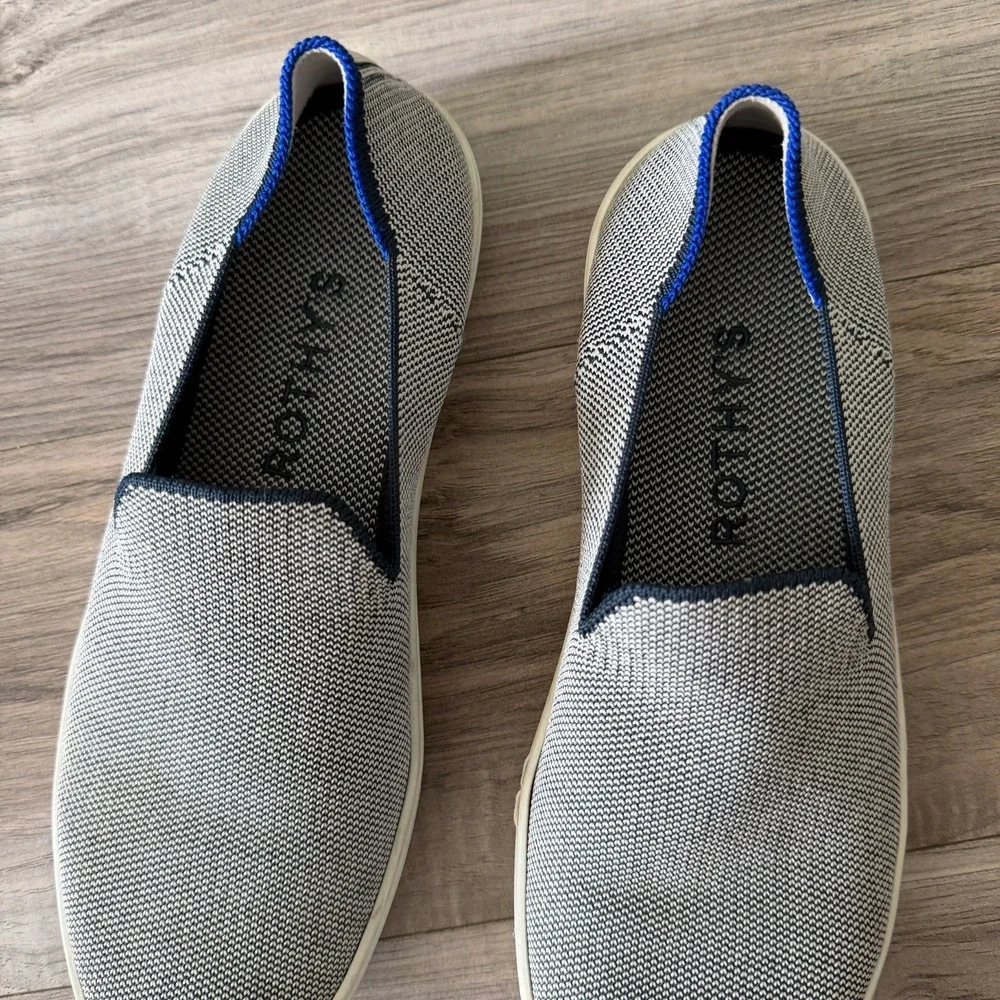 Rothys Womens SlipOn Sneakers Gray Knit Washable Shoes Sz 9 Comfort The Sneaker